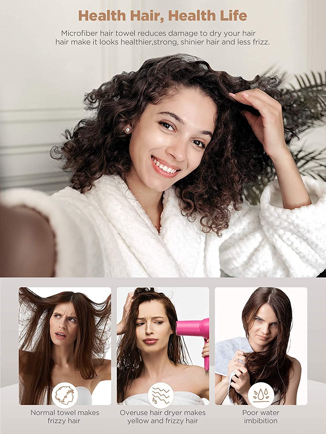 Microfiber Hair Towel – Quick-Drying Turban Hair Wrap